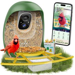 lot 7768 image: HIXX Smart Bird Feeder with Camera, AI Identify Birds & Auto Capture, 2K HD Live Camera Birdwatching with Color Night Vision for Bird Lovers Gifts (Blue)
