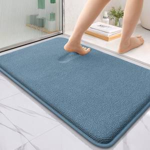 lot 7769 image: OLANLY Thick Memory Foam Bathroom Rugs 36x24, Absorbent Bath Mat, Airy Blue