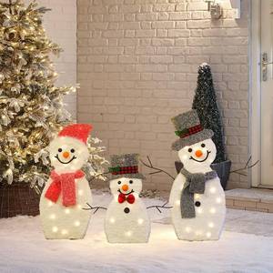 lot 7773 image: Dazzle Bright Snowman Christmas Decorations, 3-Piece Light Up 2D Snowman Family, 60 L Snowman Waterproof for Indoor or Outdoor Garden Yard Lawn Holiday Party Decor (Plush)