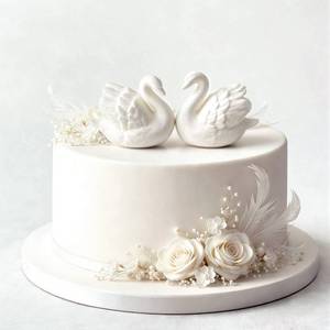 lot 8351 image: Hoteam 2 Pcs Swan Cake Topper Couple Ceramic Wedding Cake Decor