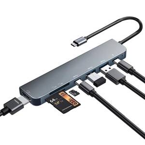 lot 8353 image: USB C Hub Multiport Adapter, 7 in 1 USBC Dongle with 4K HDMI, 100W PD Charging, USB 3.0, SDTF Card Reader, USB-C Docking Station for MacBook ProAir, Chromebook, Dell, HP and Other Type C Laptops