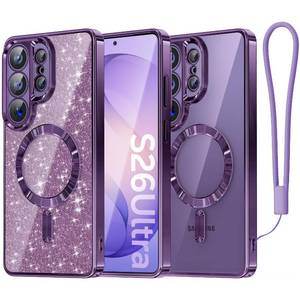 lot 8356 image: Meifigno Magnetic Case Designed for Samsung Galaxy S26 Ultra 6.9, Compatible with MagSafe Removable Glitter Card & Wrist Strap, Surround Lens Protection Case for Galaxy S26 Ultra, Cobalt Violet