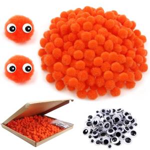 lot 8374 image: TOAOB 500pcs Pom Poms 1cm Craft Pom Poms Orange Fuzzy Pompoms Balls Arts and Crafts Supplies with Googly Wiggle Eyes for DIY Crafts Projects Home Decorations