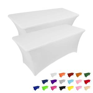 lot 8387 image: IVAPUPU 2 Pack 4FT Table Cloth for Rectangular Spandex White Table Cover