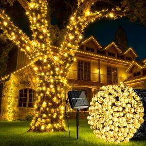 lot 8396 image: Joomer Solar String Lights Outdoor Waterproof, 39FT 100LED, Warm White
