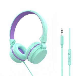 lot 8421 image: YOYOTUNE Kids Headphones,On-Ear Wired Headphones for Kids with Mic,8594dB Volume Limiter Headphone for Girls Boys Children,3.5mm Wired Cord Foldable Headphone for Learning&Entertainment (Green)
