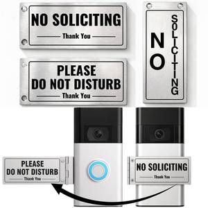lot 8425 image: Metal Doorbell Cover No Soliciting Sign for House��Universal Fitting Doorbell Cover That Rotates From NO SOLICITING to DO NOT DISTURB,Flipable No Solicitors Sign