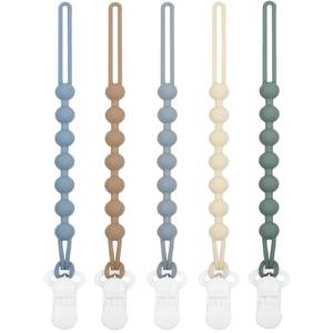 lot 8429 image: duludulu 5-Pack Silicone Pacifier Clip, One-Piece Silicone Pacifier Holder Clip for Boys & Baby Girl Binky Clips Rust-Free Holders Unisex Newborns Shower Birthday Gifts (Blue)