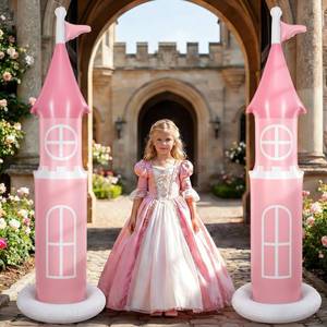lot 11510 image: Vertintong 2 Pack Pink Inflate Castle Princess Birthday Decor