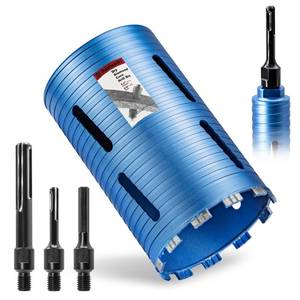 lot 11518 image: DaduoRi 6 Core Drill Bit with 3 Adapters Included SDS Plus, SDS Max and 12 Hex Abor, 58-11 Thread, 9.5 Drilling Depth Dry Core Bits for Concrete Brick Block, Motar, Masonry (152mm) (Heavy Use)