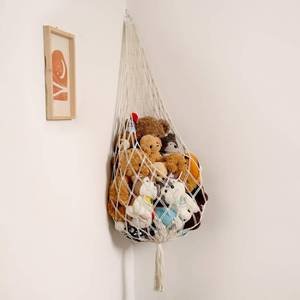 lot 11521 image: Amdermi Stuffed Animal Hammock Corner, Boho Macrame Plush Toy Storage Net for Wall, Hanging Stuffed Animal Holder for Nursery, Playroom, Kids Room, Cream