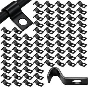 lot 12375 image: Yaocom 100 Pcs Black Cable Screw Clips 14 Inch, Zinc Steel Wire Clamps