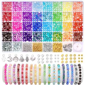 lot 12378 image: 6mm Glass Beads for Jewelry Making, 1396pcs Ink Patterns Crystal Beads