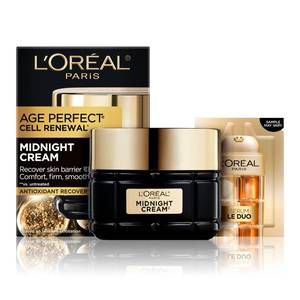 lot 12380 image: LOreal Paris Age Perfect Anti-Aging Midnight Cream, Face Moisturizer with Shea Butter to Reduce Wrinkles and Firm Skin, 1.7oz  Serum Sample
