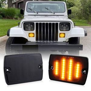 lot 12382 image: Amber LED Front Turn Signal Lights Compatible for 1987-1995 Wrangler YJ