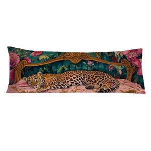 lot 12400 image: PIUD Vintage Leopard Floral 20x54 Body Pillow Cover, Cheetah Room Decor, Trendy Retro Sleepy Leopard Pink Flowers Decorative Long Body Pillow Cases for Bed Couch