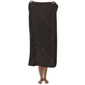 lot 12403 image: Gnmduw Black and Gold Beach Towel, Minimalist Abstract Sand Beach Towels Gifts for Women, Bohemian Mid Century Modern Quick Dry Bath Pool Towels for Bathroom Pool Camp, Boho Bathroom Decor, 30x60 in