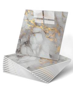 lot 12407 image: WADILE 20PC Waterproof Peel and Stick Wall Panels 11.8 x 11.8 Gold