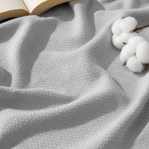lot 19663 image: Bedsure GentleSoft 100% Cotton Blanket Queen Size for Bed - Cooling Breathable and Lightweight, Soft Cozy Textured Herringbone Woven Blanket for Summer, Cool Grey, 90x90 inches