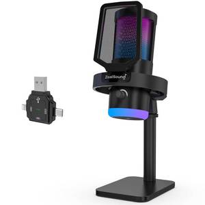 lot 19679 image: ZealSound Wireless Microphone for PC Mac iPhone iPad & Android, USB Mic with Noise Reduction, Tap Mute and Volume Control, RGB Light and Real-Time Monitoring, for Podcasting Streaming Gaming & TikTok