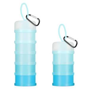 lot 19695 image: Baderke 2 Pcs Protein Powder Containers with Funnels Stand, 5 and 3 Layers Stackable Powder Supplement Travel Container Formula Organizer Storage Powders Holder for Travel Workout Fitness(Blue)