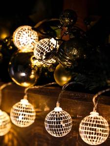 lot 20249 image: BBTO 1020 LED Disco Ball String Lights, 1.57 Inch, Warm Silver