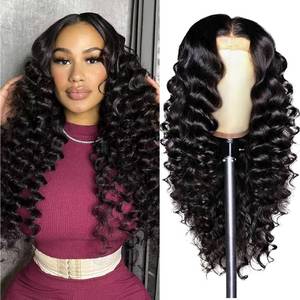 lot 20257 image: PYY Deep Wave Lace Front Wigs Human Hair Glueless Wigs For Women 26 Inch