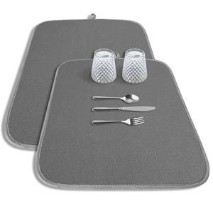 lot 20269 image: Kitsure 2 Pack Dish Drying Mat for Kitchen Counter, 20 x 14, Dark Grey