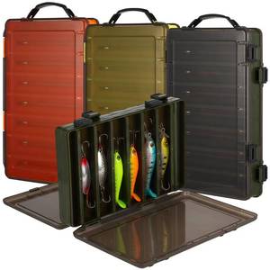lot 20275 image: 2 PCS Double Sided Fishing Lure Box, Portable Tackle Organizer with 14 Compartments, Translucent Hard Bait Storage Case, Fishing Gear Container with Drain Holes, Visible Plastic Tackle Boxes
