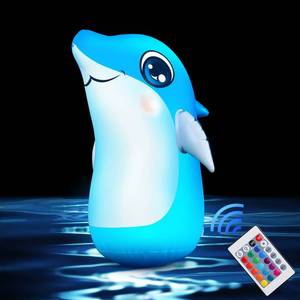 lot 20300 image: XLYLKS 25 Inch Waterproof Pool Lights that Float, LED Dolphin Pool Lights, Inflatable Dolphin for Pool, Glow in The Dark, Colorful Inflatable Glow Ball for Pool, Wedding, Patio, Backyard, Party Decor