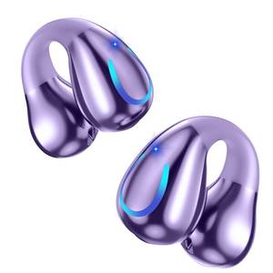 lot 20311 image: dufiga Ultra Open Ear Headphones Bluetooth 5.3 Wireless Bone Conduction Clip On Earbuds with Digital Display Charging Case 60 Hours Playtime Sport Earphones IPX7 Waterproof for Running Fitness Purple