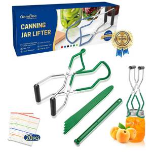 lot 20319 image: Canning Jar Lifter Tongs with Jar Lid Lifter Magnetic Lid Lifter,Canning Bubble Popper Bubble Remover and Canning Labels for Canning Supplies Starter Kit,4Pcs Canning Tools-Deep Green