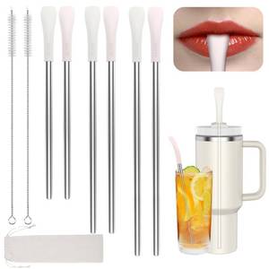 lot 20322 image: OUTXE Anti Wrinkle Straw 6 Pcs for Stanley, Lip Filler flat Straw Topper
