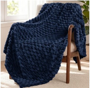 lot 2293 image: Blue fuzzy blanket approximately twin size - Stock images may not match actual product images