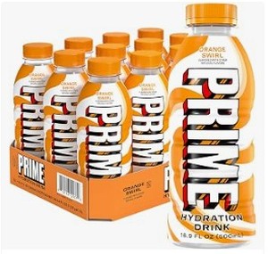 lot 5931 image: Prime Hydration Drink Orange Swirl 12-Pack 16.9 oz Bottles - Stock image may differ from actual product image