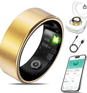 lot 8379 image: Smart ring gold size 7 with charger - Stock image may differ from actual product image