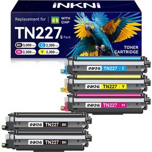 lot 1275 image: InkNI TN227 TN-227BKCMY High Yield Toner Cartridge 4 Pack with Chip