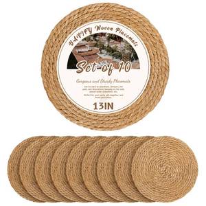 lot 1284 image: BAVIFY 13 Round Woven Placemats Set of 10, Plate Chargers for Dining Table
