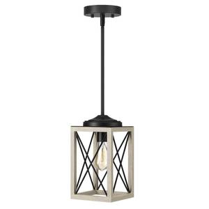 lot 1292 image: DEWENWILS Farmhouse Pendant Light, Metal Hanging Light Fixture with Wooden Grain Finish, 48 Adjustable Pipes for Flat and Slop Ceiling, Kitchen,Island, Living Room, Bedroom, E26 Base