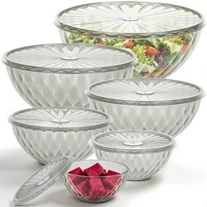 lot 1302 image: Plastic Mixing Bowls with Lids, 6 Piece Nesting Bowls Set for Kitchen