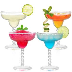 lot 1303 image: TOPZEA Acrylic Margarita Glasses Set of 4, 13.5 oz Shatter-proof Plastic Daiquiri Cocktail Cup, Unbreakable Martini Champagne Coupe Glasses Drinkware for Poolside, Bar, Party, BPA-free, Reusable