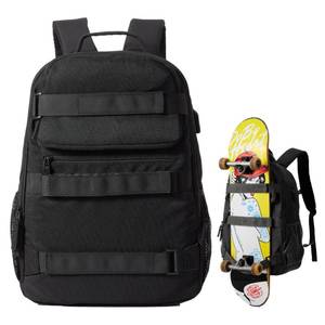 lot 1310 image: Skateboard Backpack, Large Skateboard Bag for Men and Women Laptop Bag with USB Port, for Skateboarding, College, Travel (Black)