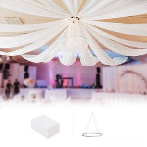 lot 1317 image: boldworks Ceiling Drapes Hanging Kit for Weddings Tent Bedroom Draping Parties Decoration White Fabric Includes Hoop Ring Set 5ft x 10ft Pack of 6