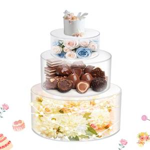 lot 1330 image: CRAFTIFANO 3Pcs Acrylic Cake Display Stand 6 10 12 Round 3 Tier Clear Cylinder Cake Box for Wedding Birthday Party Decor (6  10  12 Inch)
