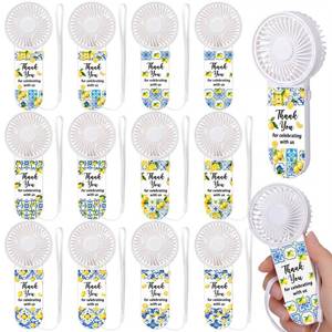 lot 1349 image: Gerrii 12 Set Capri Lemon Mini Fans Bulk for Guests Wedding Portable Personal Battery Powered Small Handheld Fans for Mediterranean Bridal Shower Bridesmaid Thank You Gift Summer Party Favors