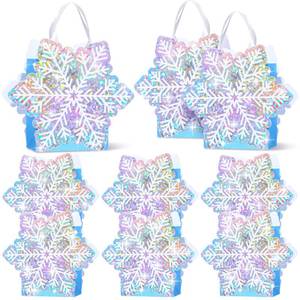 lot 1353 image: Kolldenn 24 Pcs Holographic Snowflake Party Favor Bags with Handle Treat