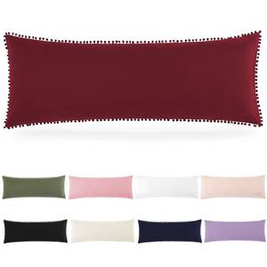 lot 2007 image: HommxJF Pom Poms Pillow Shams Body Size, Burgundy Decorative Pillowcases with Envelope Closure, Soft Microfiber Shams Cover with Pom Pom Trim, Wrinkle Resistant (20 x 54 Inches)