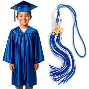 lot 2018 image: Happy Graduates Small Blue Shiny Child Graduation Cap, Gown, Tassel and 2026 Charm Set, Kindergarten Graduation Cap And Gown Set, For Kids And Preschool