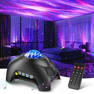 lot 2323 image: Northern Galaxy Light Aurora Projector with 33 Light Effects, Night Lights LED Star Projector for Bedroom Nebula Lamp, Remote Control, White Noises, Bluetooth Speaker for Parties Black