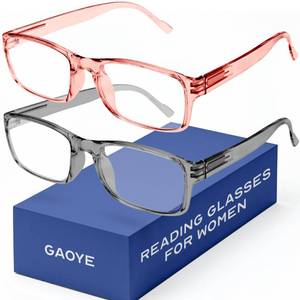 lot 2339 image: Gaoye 2.25 2-Pack of Reading Glasses - Blue-Light Filter, UV Protection - Readers with Rectangle Frames